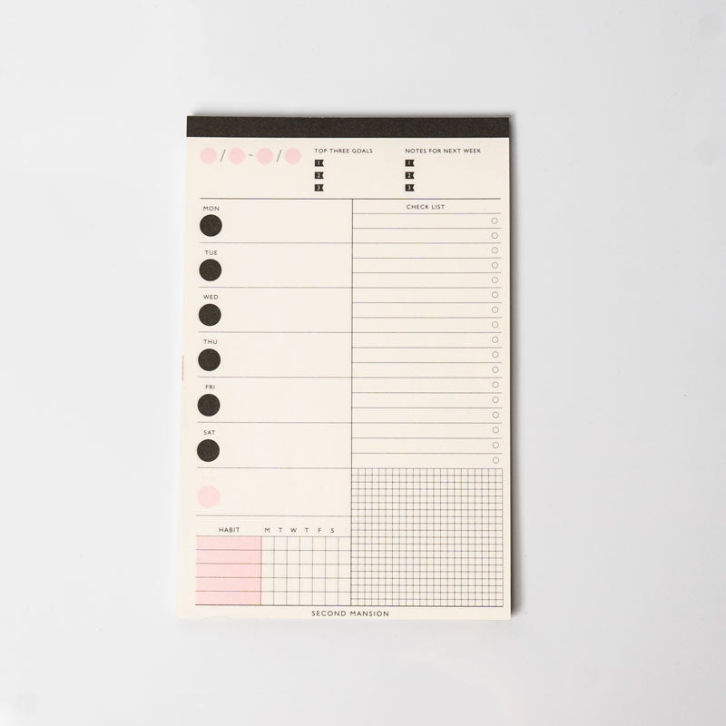 Minimalist Weekly Planner Pad – A5 by Second Mansion