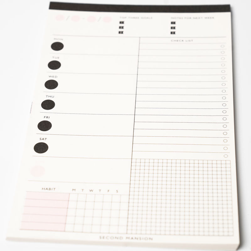 Minimalist Weekly Planner Pad – A5 by Second Mansion