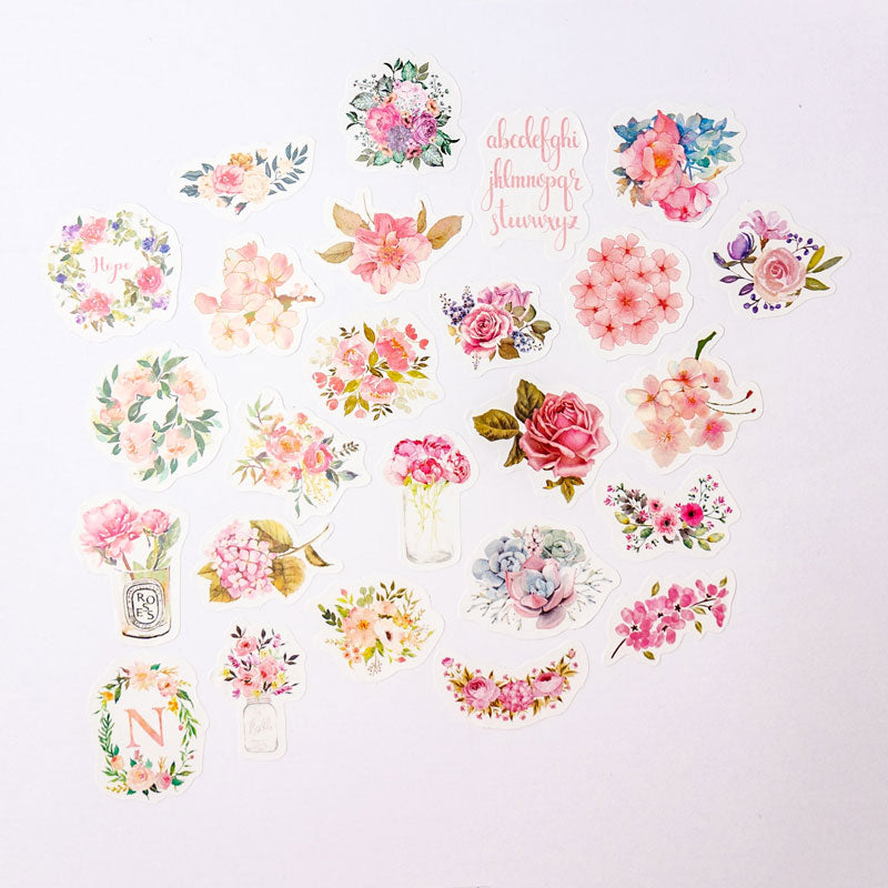 Floral Watercolor Sticker Pack – 50pcs