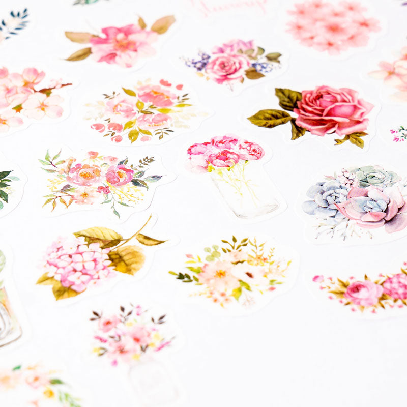 Floral Watercolor Sticker Pack – 50pcs
