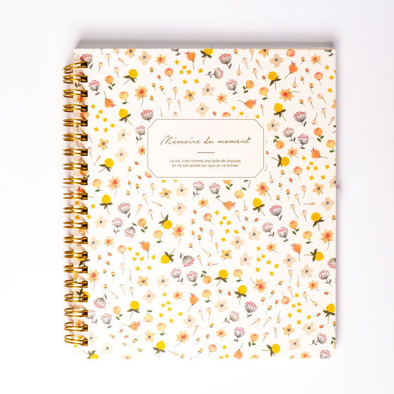 Yellow Floral Spiral Notebook – “Mémoire du moment
