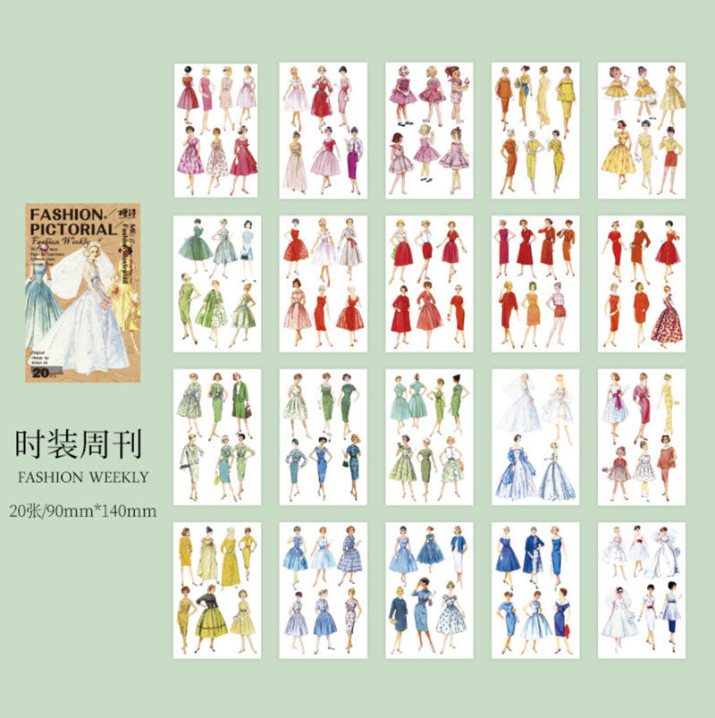 Fashion Weekly Vintage Sticker Set