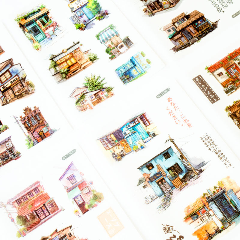 Japanese Storefront Sticker Japanese Old Shop Front Sticker Set – Vintage Watercolor Style – Pandapen