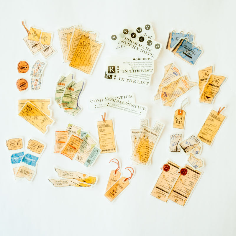 Vintage Label & Tag Sticker Set – Ephemera Style (40+ Pieces)