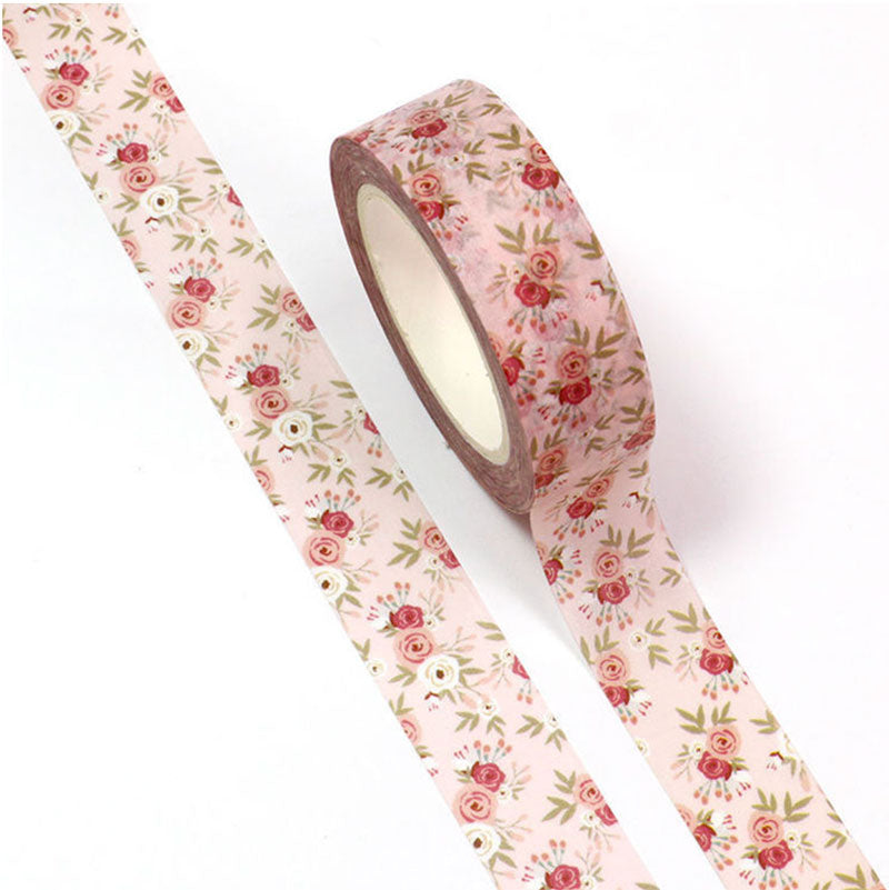 Vintage Rose Floral Washi Tape – Elegant Botanical Design