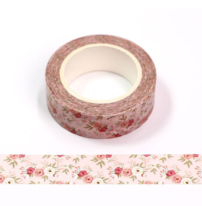 Vintage Rose Floral Washi Tape – Elegant Botanical Design