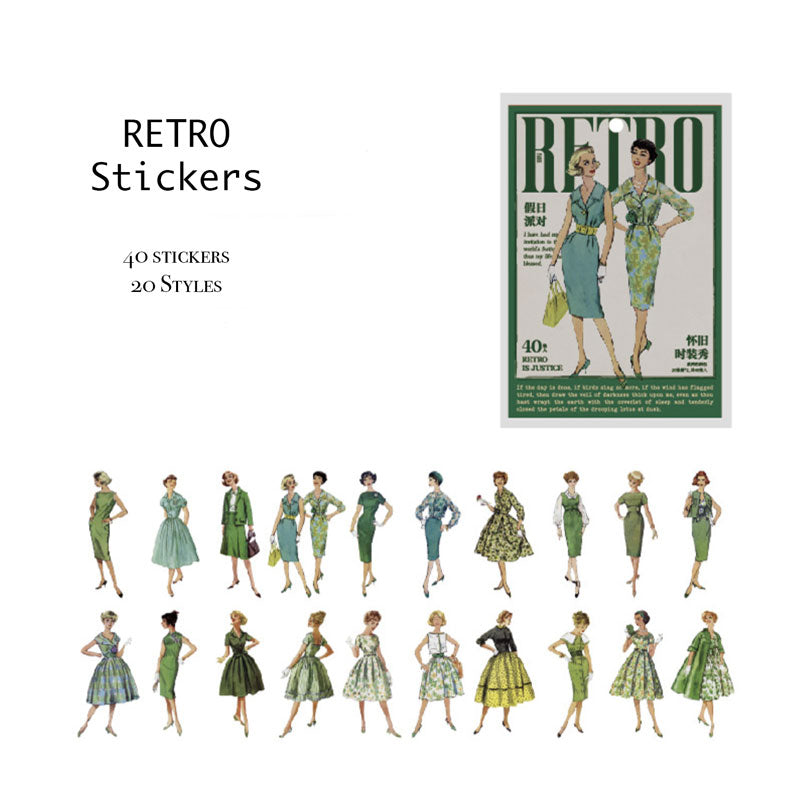 Retro Green Fashion Stickers