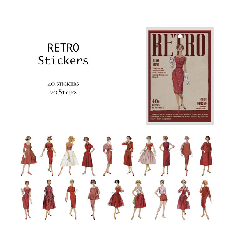Retro Red Fashion Stickers