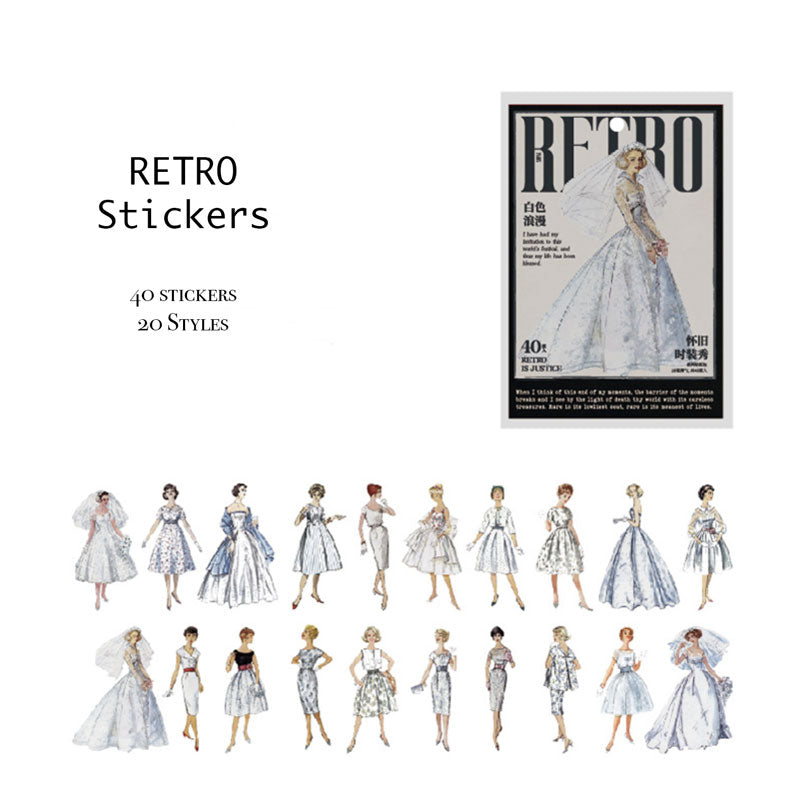 Retro White Fashion Stickers