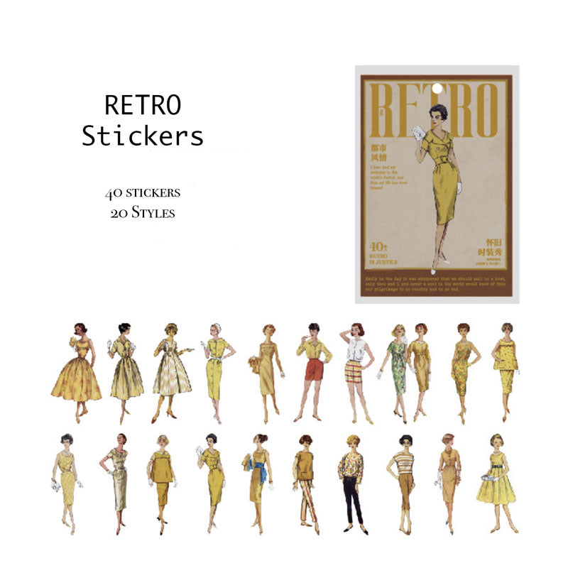 Retro Yellow Fashion Stickers