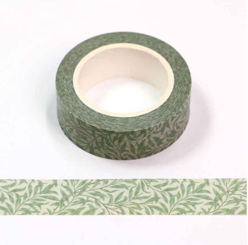 Botanical Greenery Washi Tape – Elegant Leaf Pattern