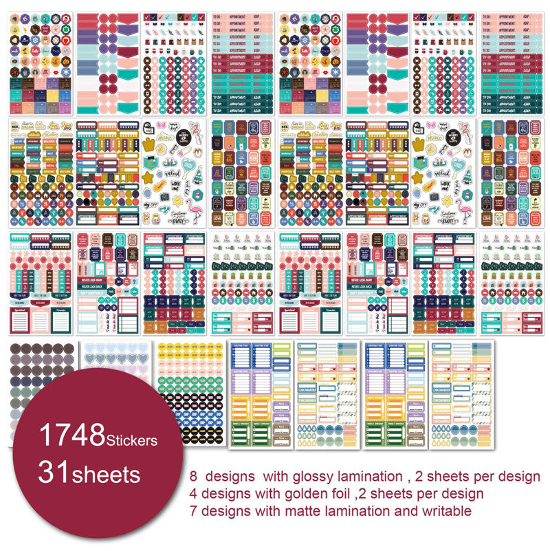 Planner & Productivity Sticker Set – 1748 Stickers for Ultimate Organization