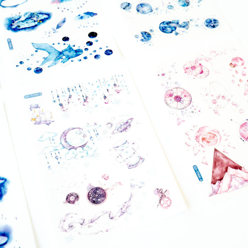 Sea World Sticker Set – Cosmic Ocean & Celestial Dreams (6 Sheets, A6)
