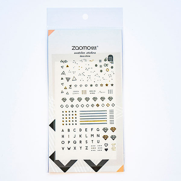 Metallic Geometric Stickers – Elegant Gold & Black Deco Shine Stickers
