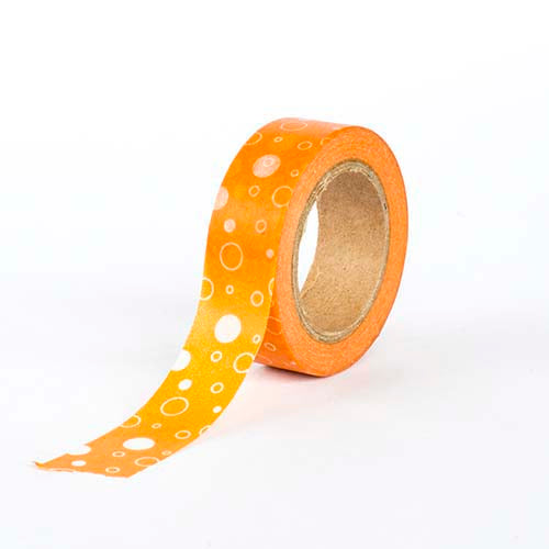 Orange Washi Tape with White Bubble Pattern – 10m x 15mm