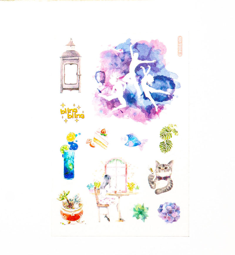 Watercolor Aesthetic Sticker Set – Artistic & Whimsical Designs