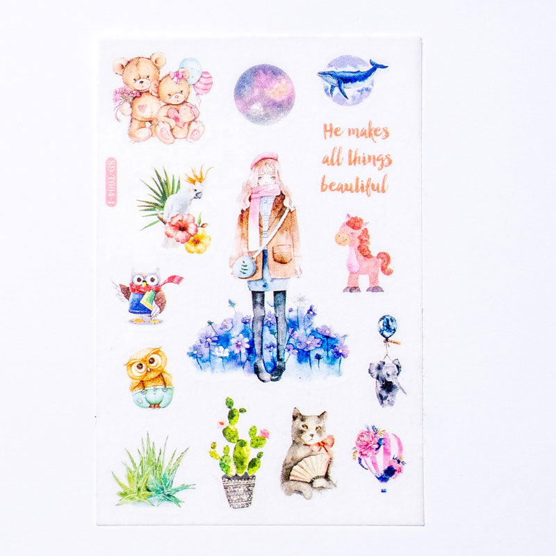 Watercolor Aesthetic Sticker Set – Artistic & Whimsical Designs