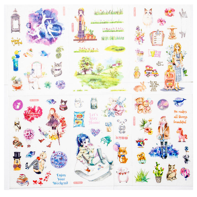 Watercolor Aesthetic Sticker Set – Artistic & Whimsical Designs