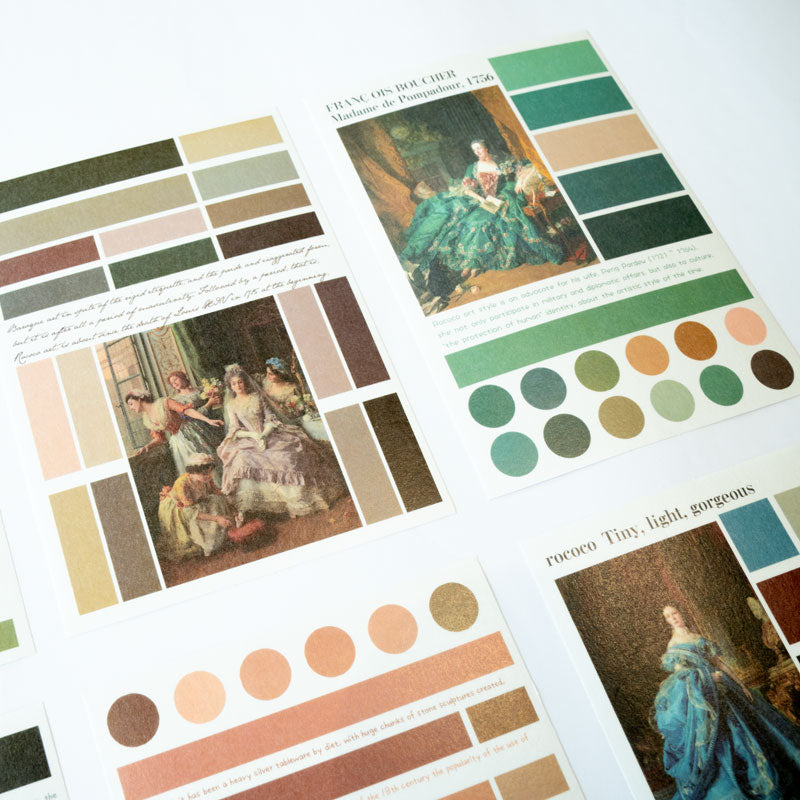 Rococo-Inspired Vintage Color Palette Sticker Sheets