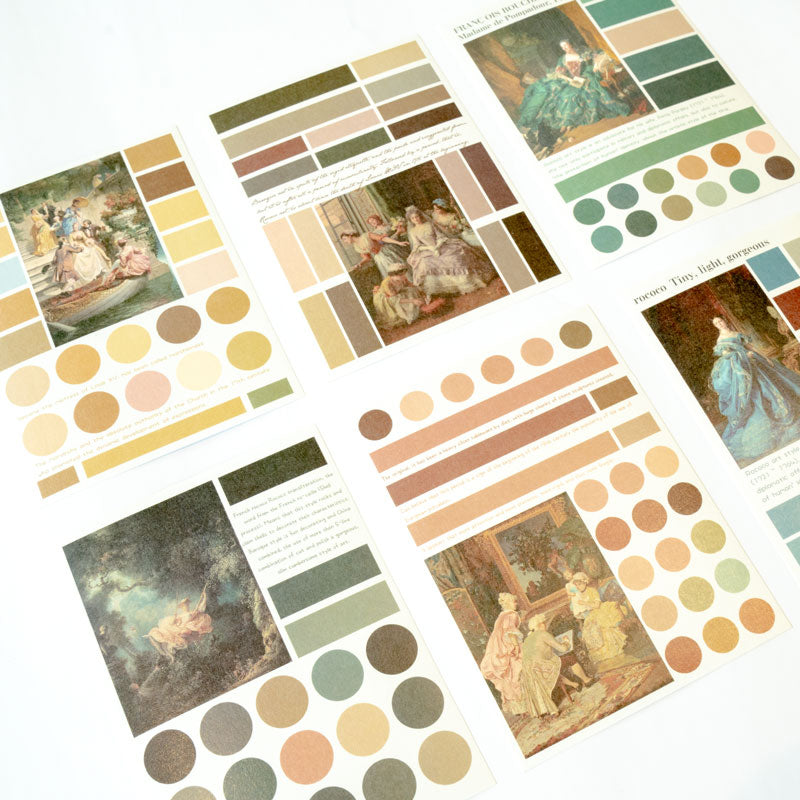 Rococo-Inspired Vintage Color Palette Sticker Sheets