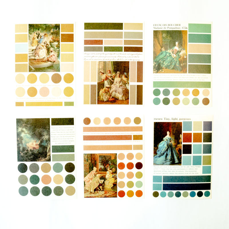 Rococo-Inspired Vintage Color Palette Sticker Sheets