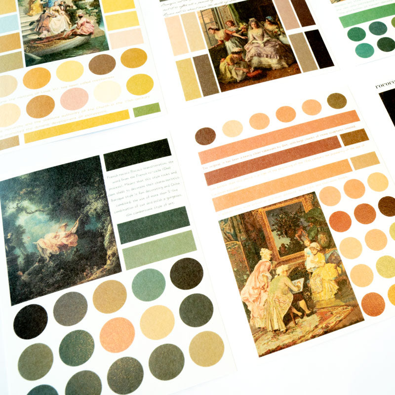 Rococo-Inspired Vintage Color Palette Sticker Sheets