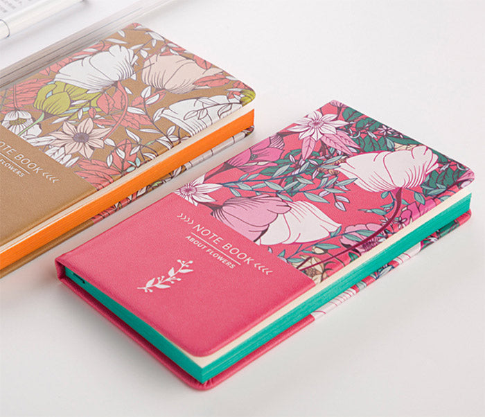 Floral Notebook – Light Brown Faux Leather Cover