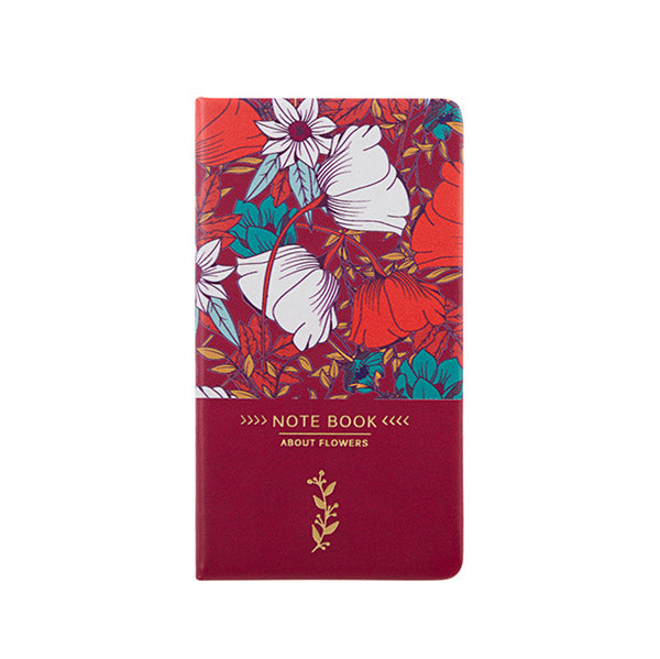 Floral Faux Leather Notebook – Burgundy Red