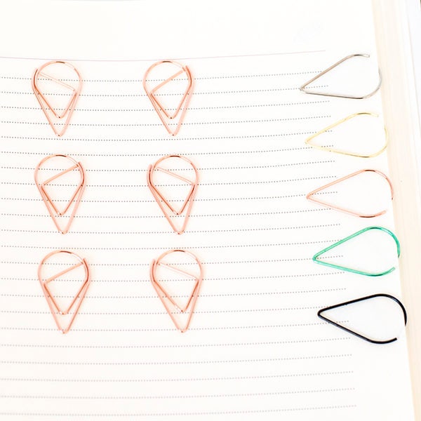 10 Rose Gold Teardrop Paper Clips – Elegant & Stylish
