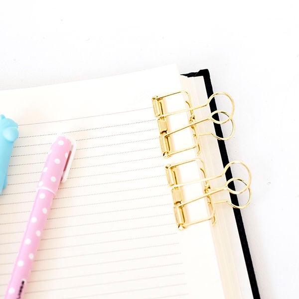 2 Gold Skeleton Binder Clips