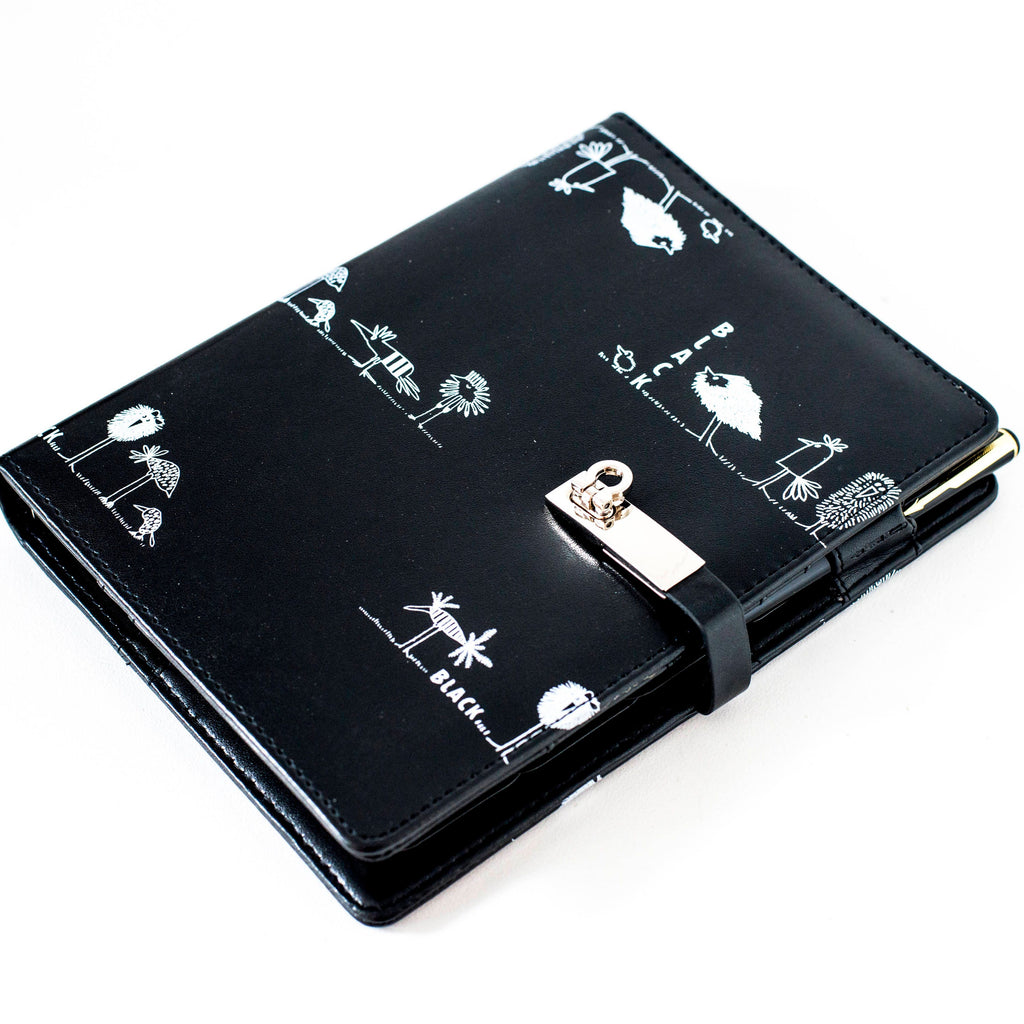 A5 Black With White Birds Diary