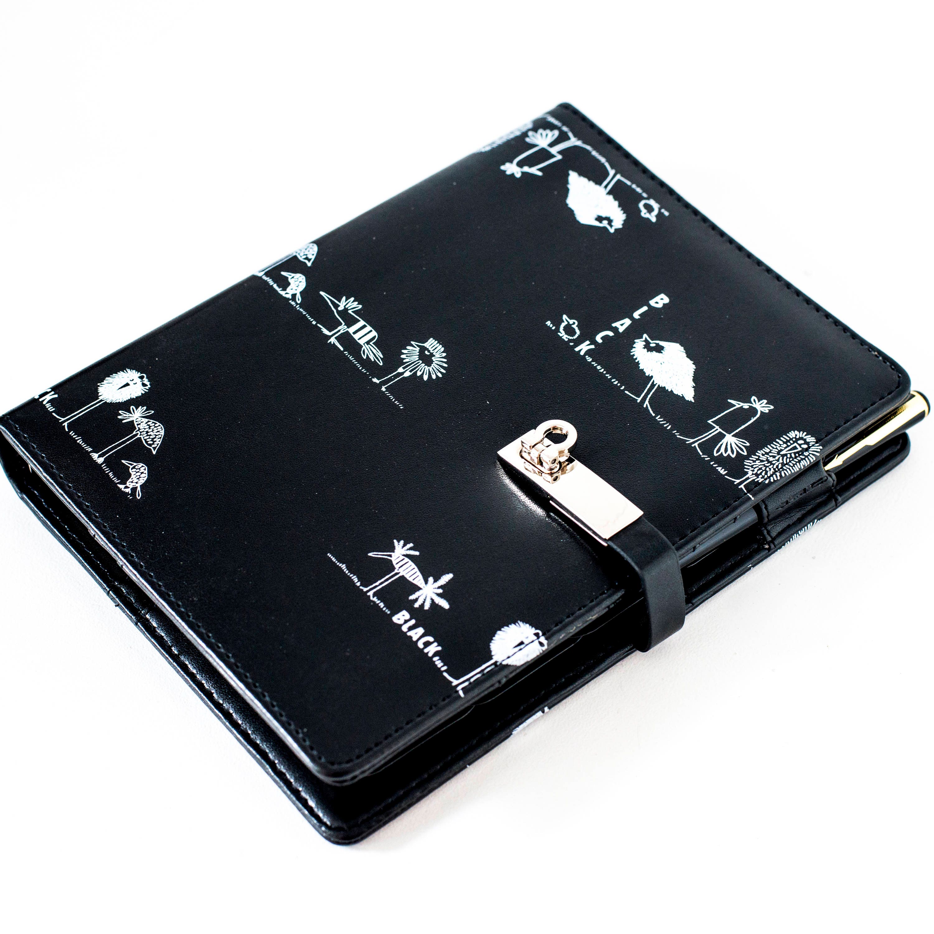 A5 Black With White Birds Diary