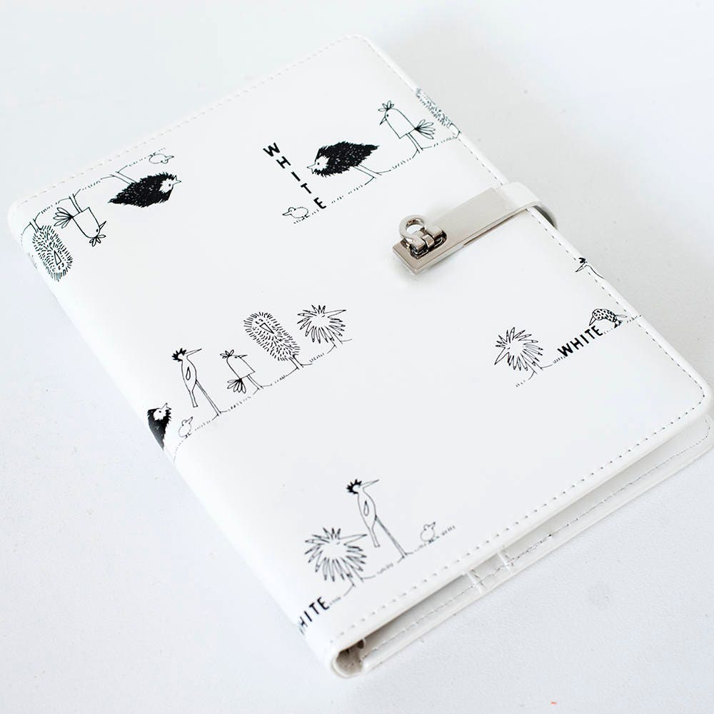 A5 White With Black Birds Notebook