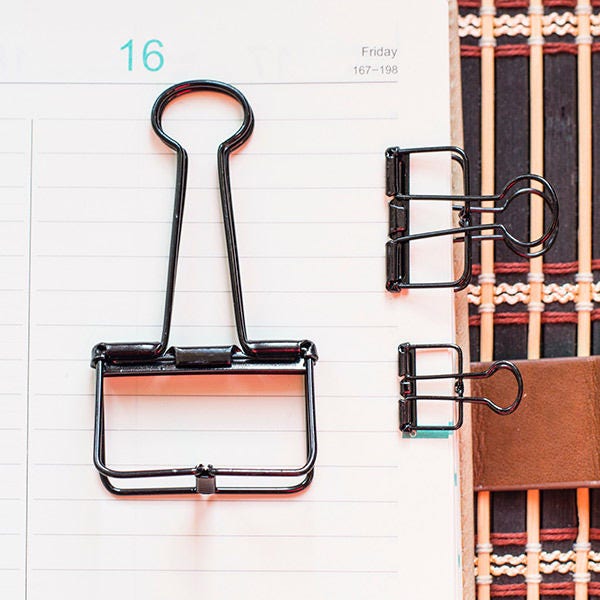 2 Black Skeleton Binder Clips