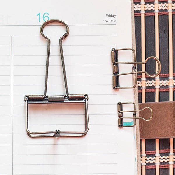 2 Bronze Skeleton Binder Clips