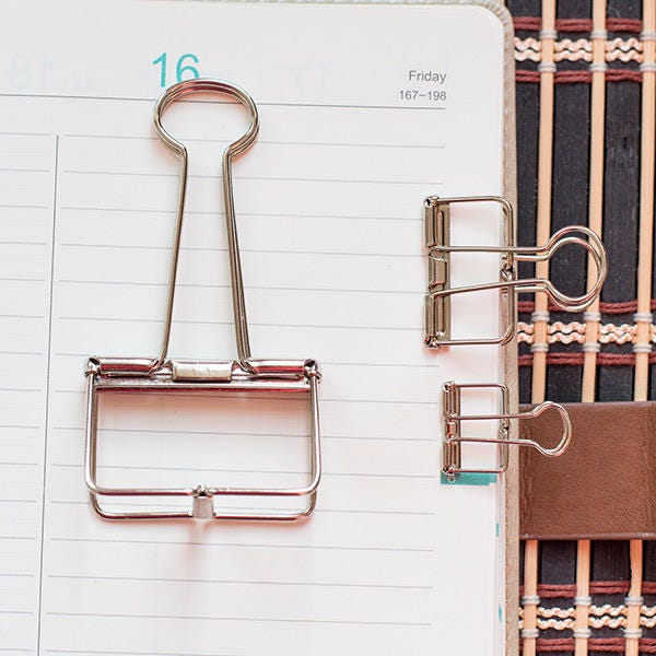 2 Silver Skeleton Binder Clips