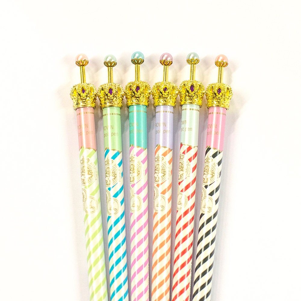 Striped Collection Crown Pens – Elegant & Stylish