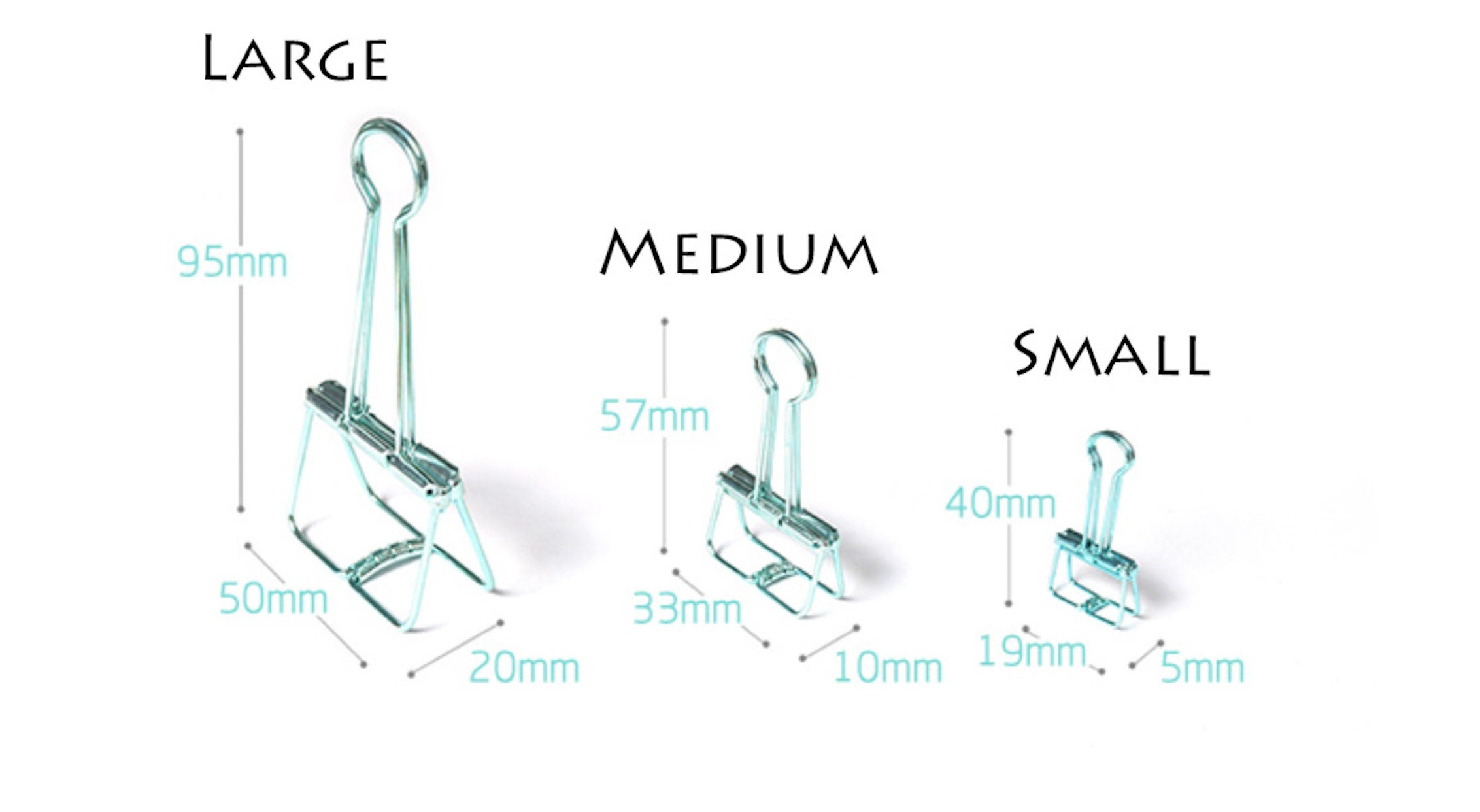 2 Metellic green Skeleton Binder Clips