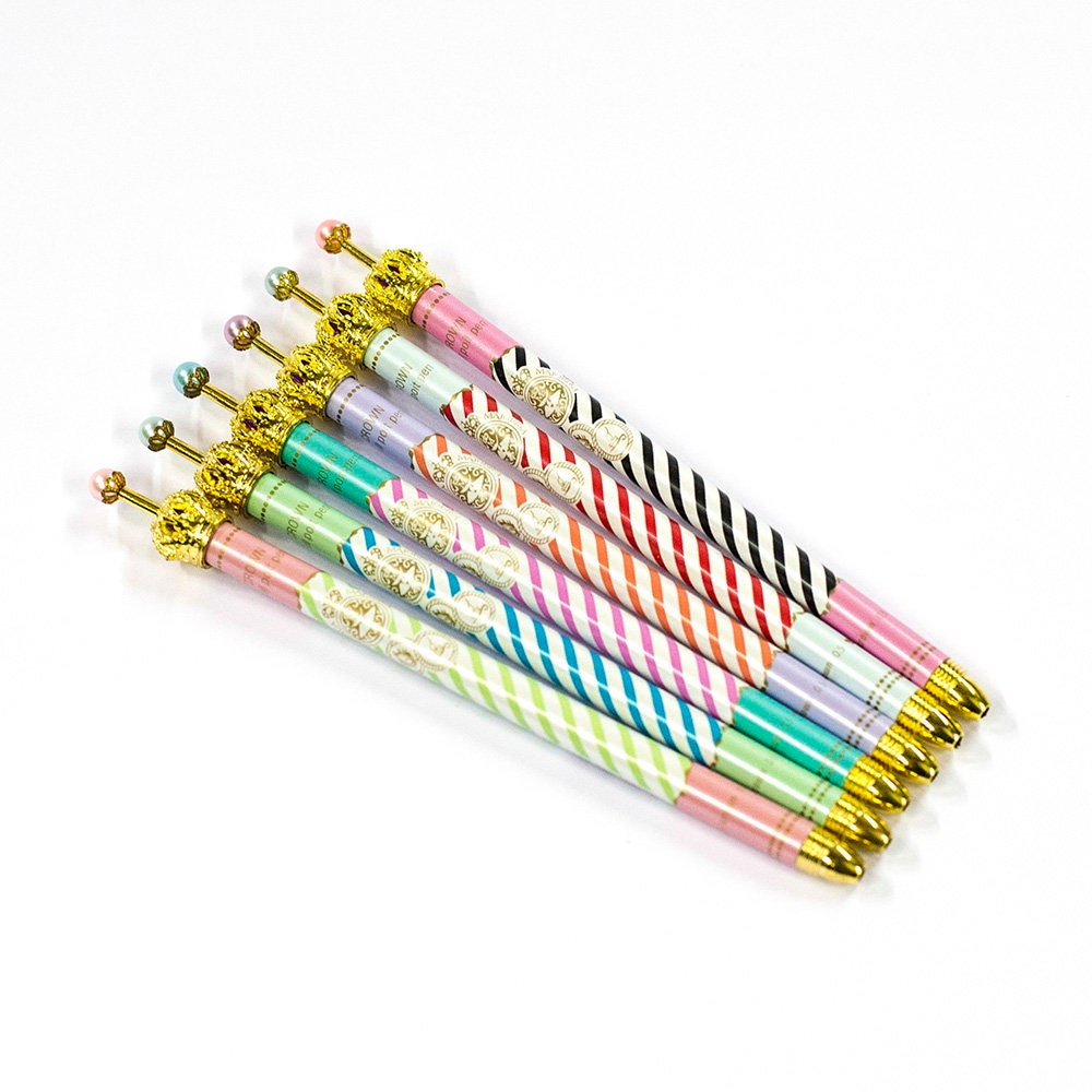 Striped Collection Crown Pens – Elegant & Stylish
