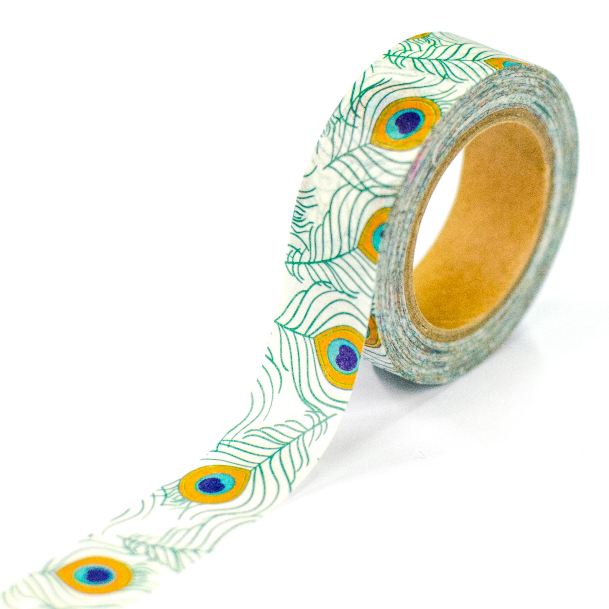 Peacock Feather Washi Tape – Elegant Decorative Craft Tape