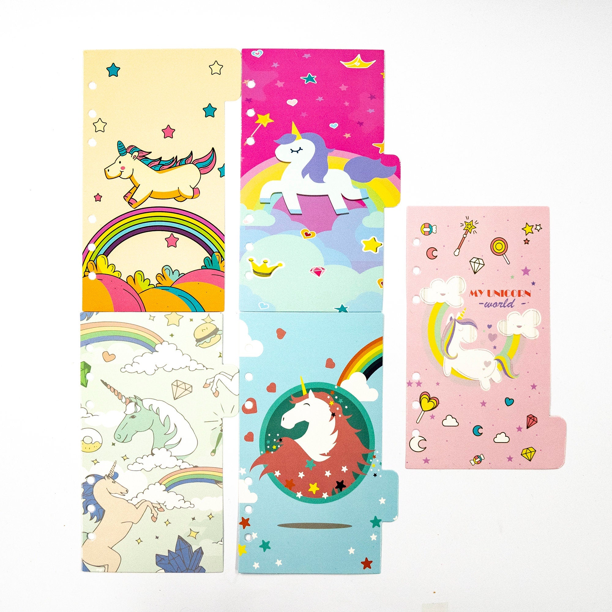 A6 Unicorn 5-Part Diary Dividers – Magical & Cute Planner