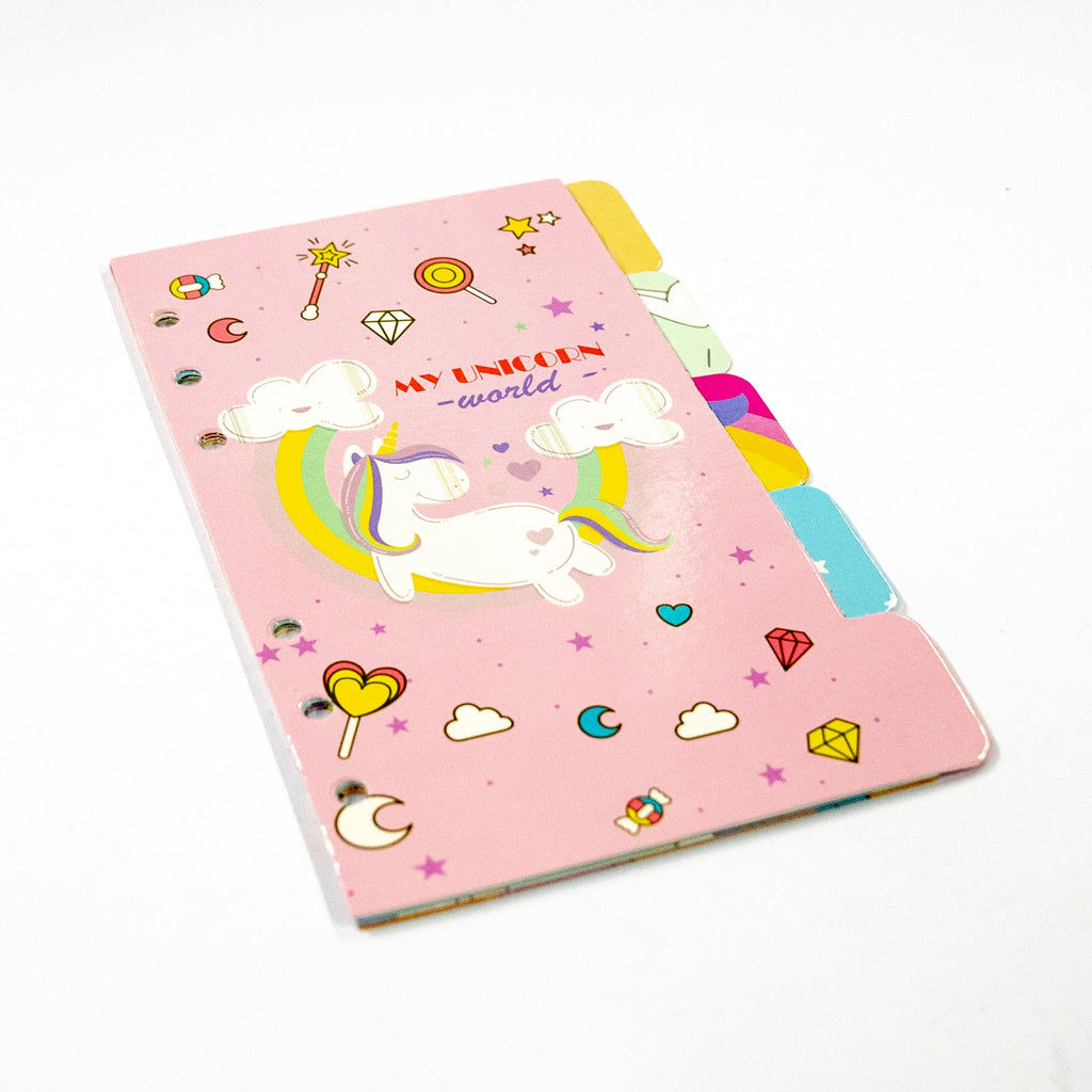 A6 Unicorn 5-Part Diary Dividers – Magical & Cute Planner