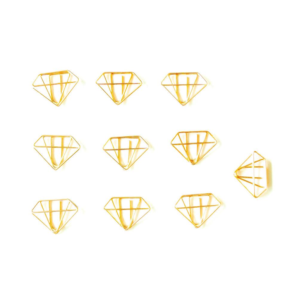 10 Rose Gold Diamond Shaped Paper Clips