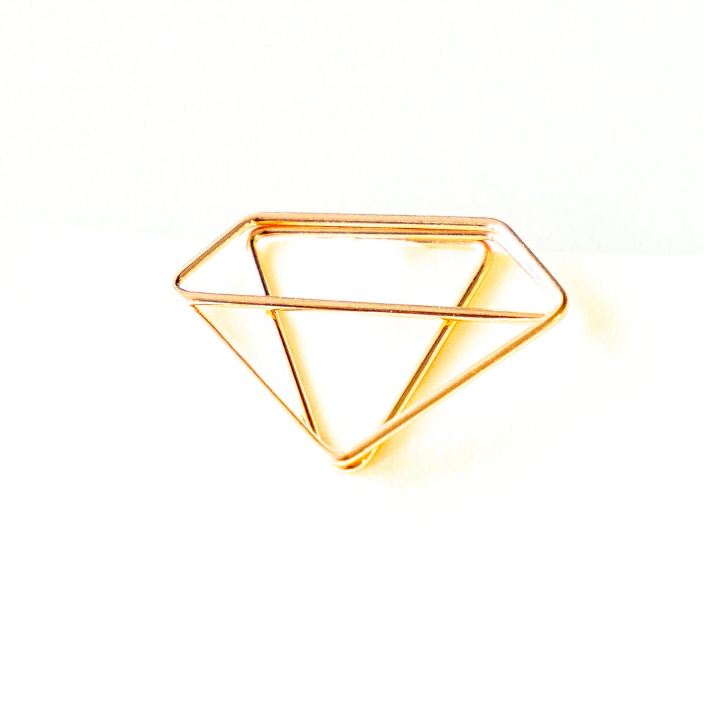 10 Rose Gold Diamond Shaped Paper Clips