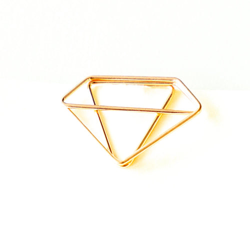 10 Rose Gold Diamond Shaped Paper Clips