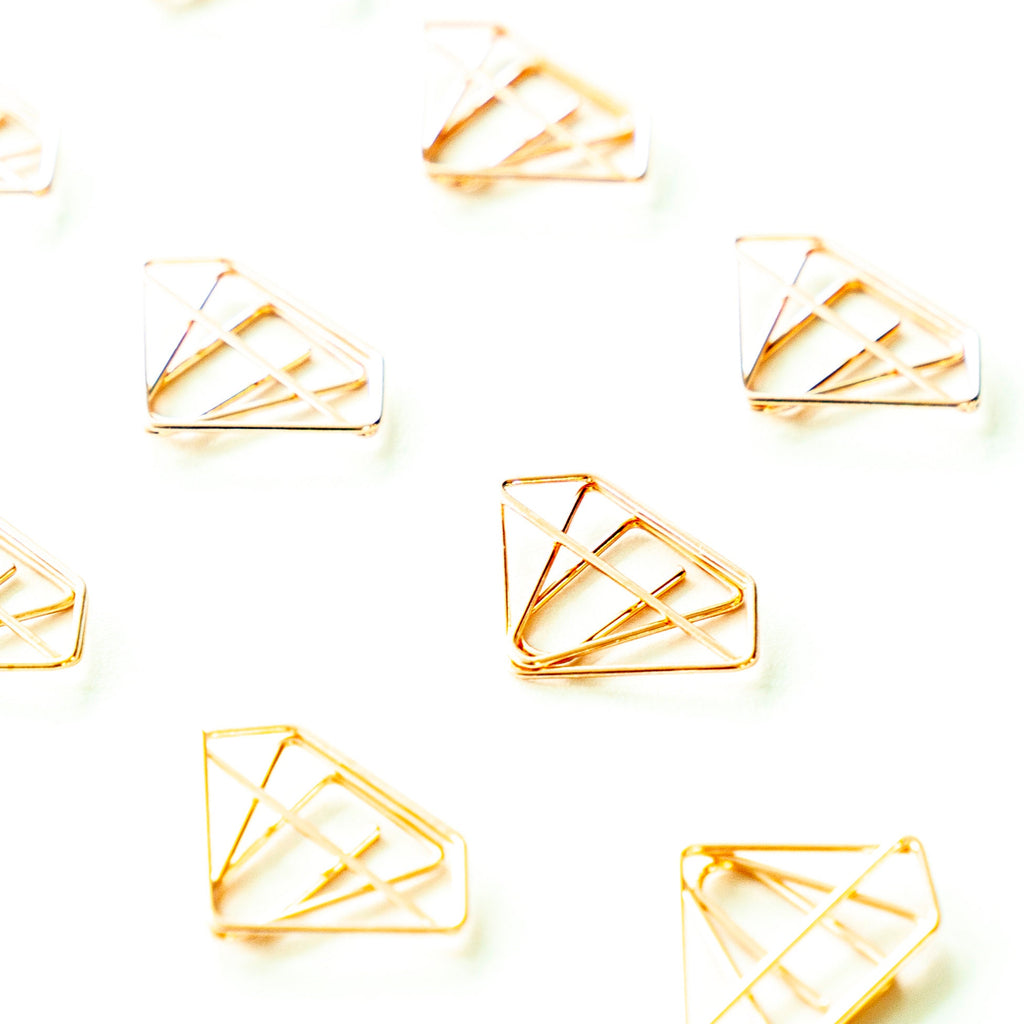 10 Rose Gold Diamond Shaped Paper Clips