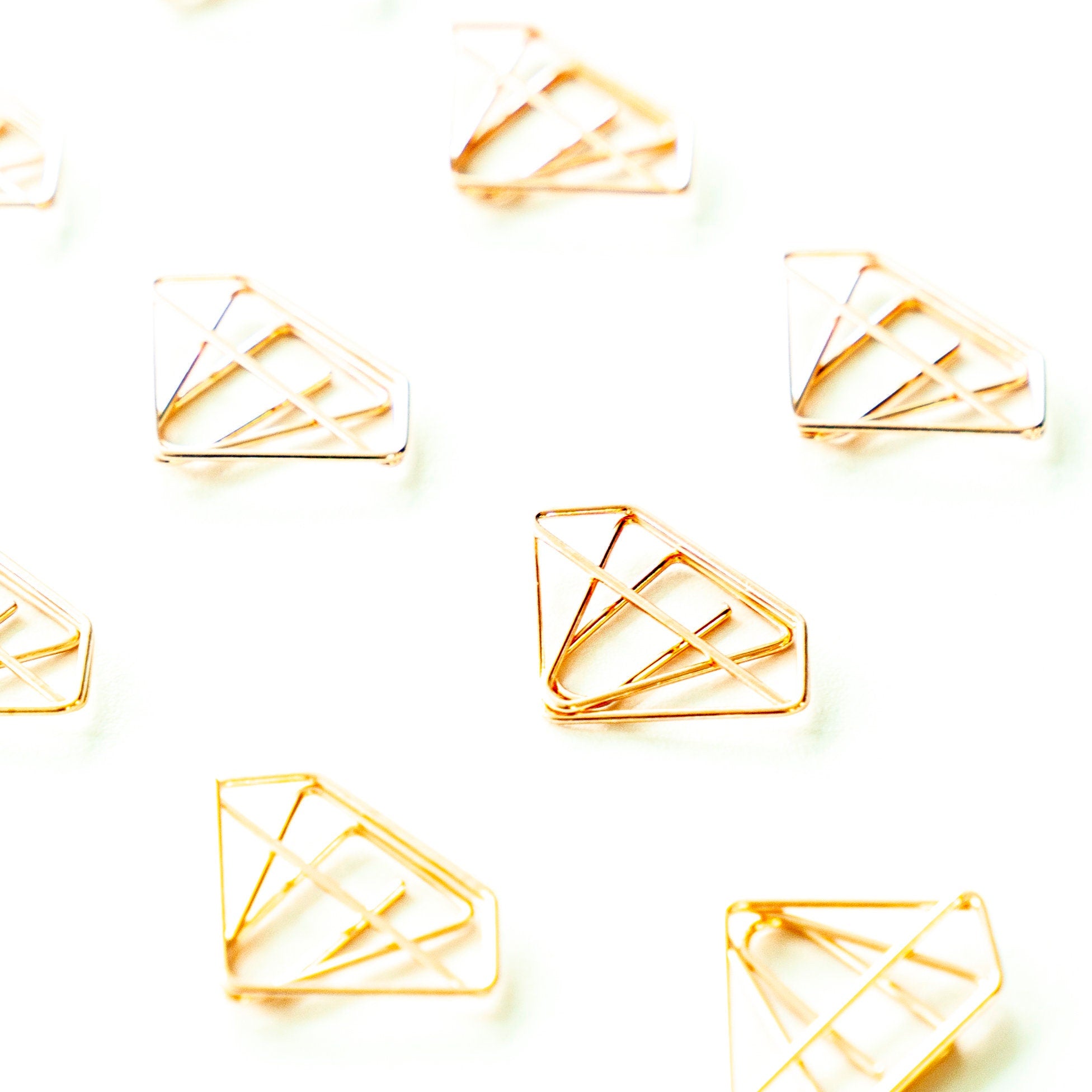 10 Rose Gold Diamond Shaped Paper Clips