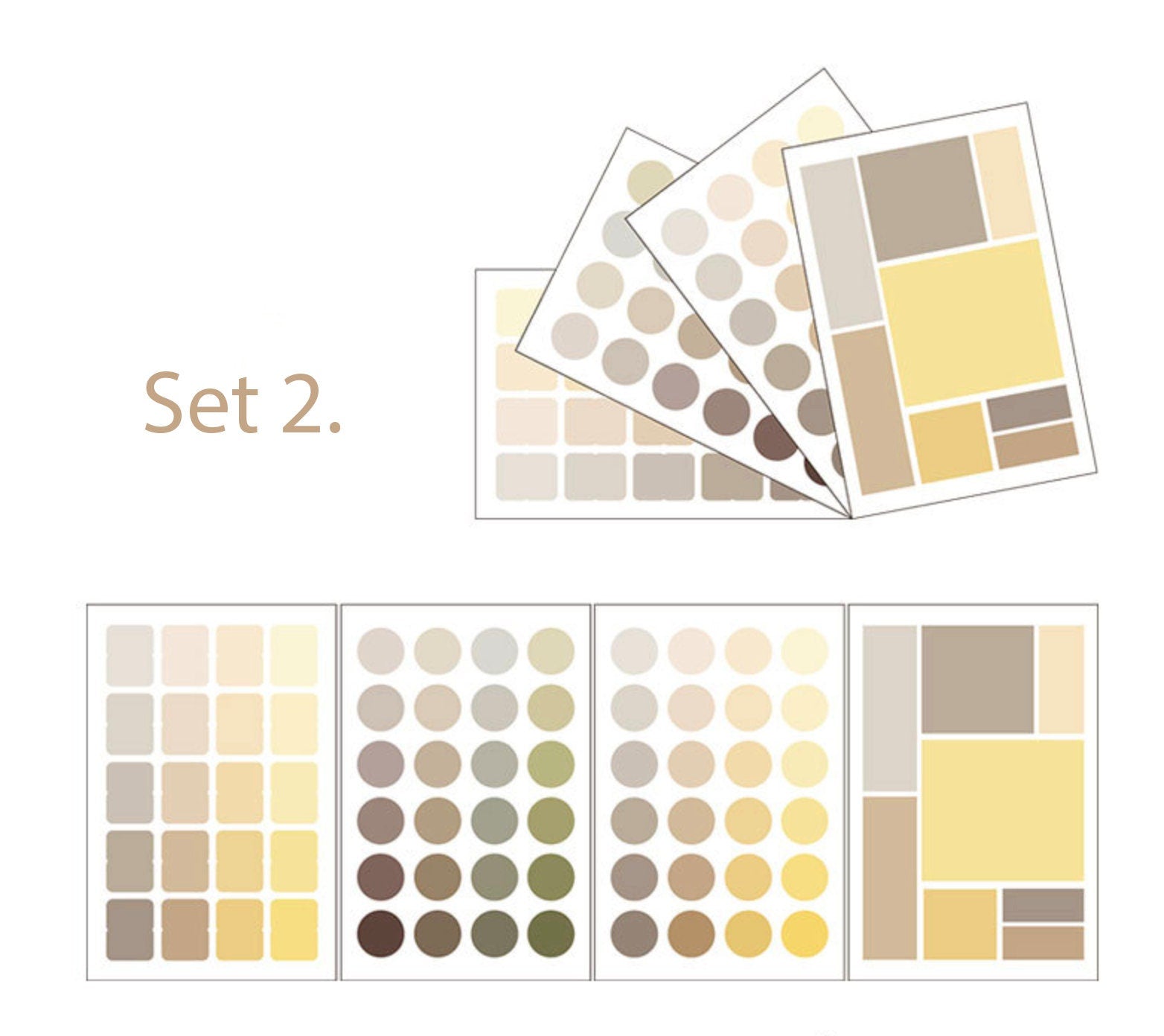 4 Sheets Color Palette Stickers Set In 4 Different Colours