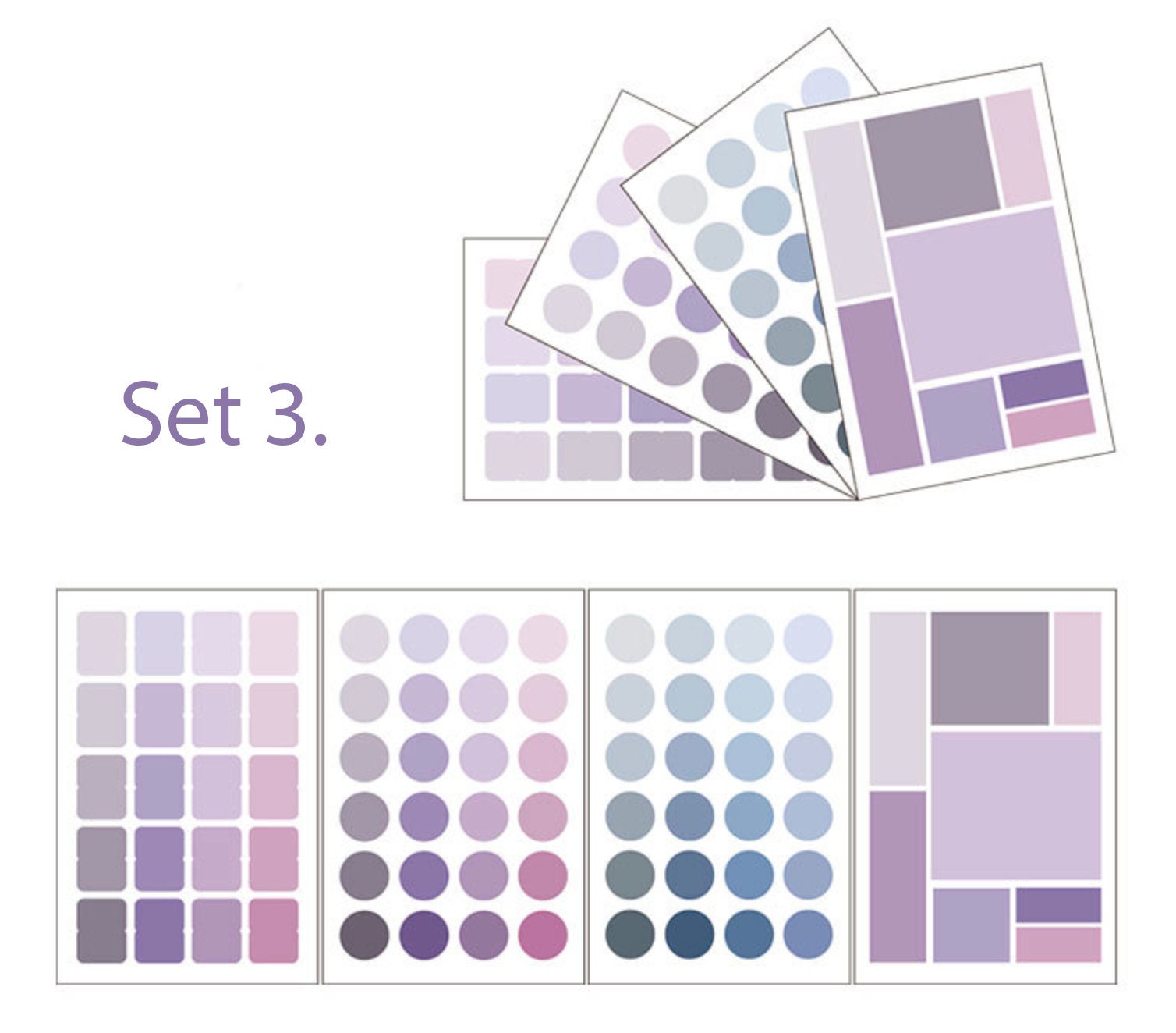 4 Sheets Color Palette Stickers Set In 4 Different Colours