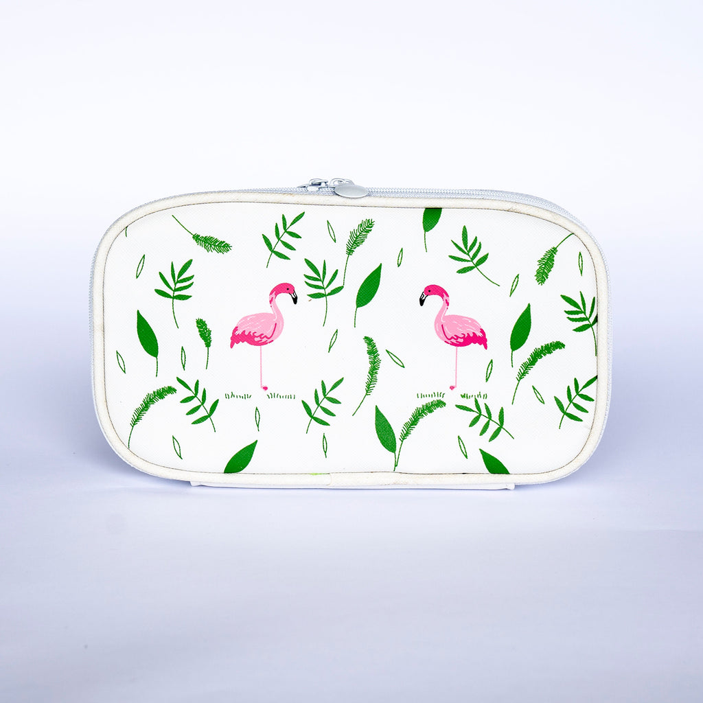 Pink Flamingo in Green Garden Pencil Case – Stylish & Spacious